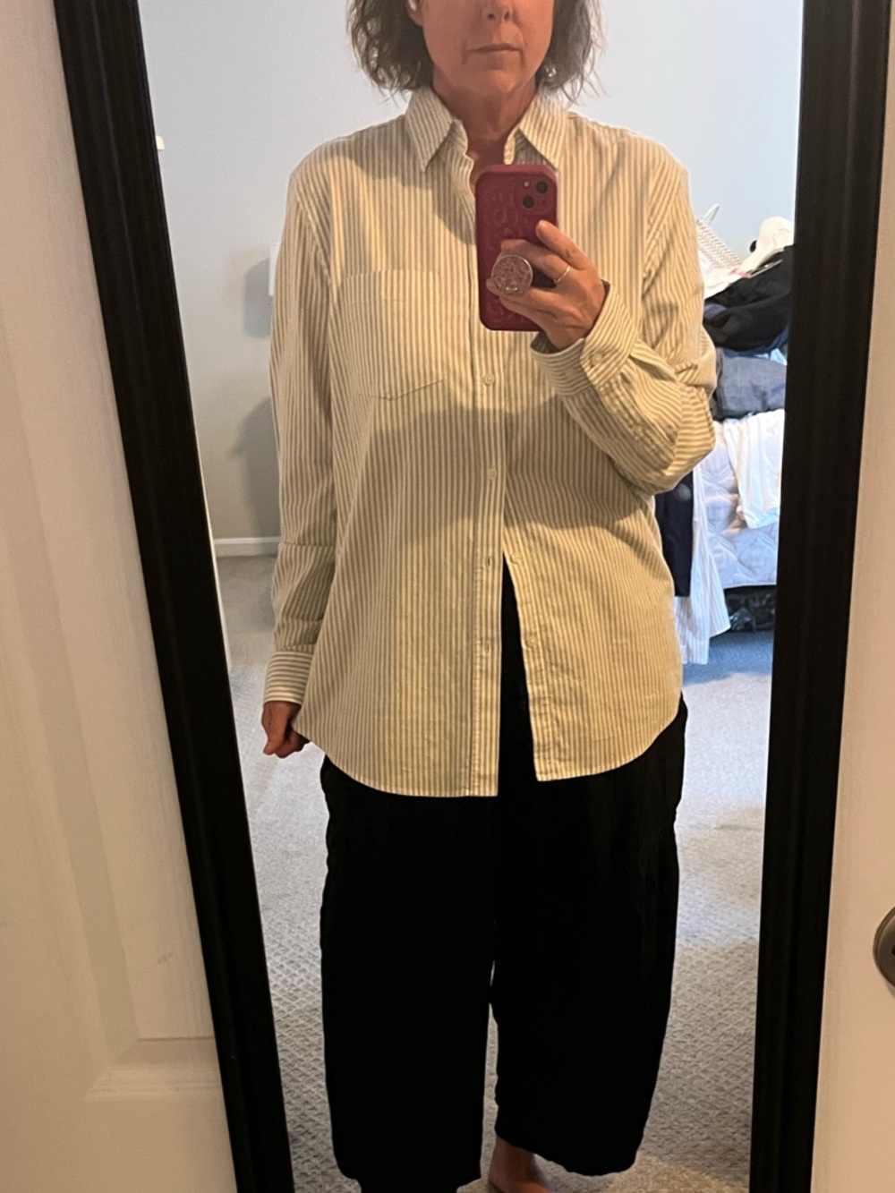 Striped cotton Button-Up Shirt in Light Green